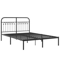 Bedframe met hoofdbord metaal zwart 140x200 cm - thumbnail
