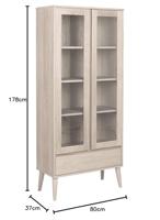 Bendt Vitrinekast 'Ebbe' kleur eiken whitewash - thumbnail