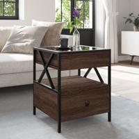 Salontafel met Infinity LED 40x40x51 cm bruin eikenkleurig - thumbnail