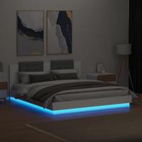 Bedframe met hoofdbord en LED-verlichting wit 160x200 cm - thumbnail