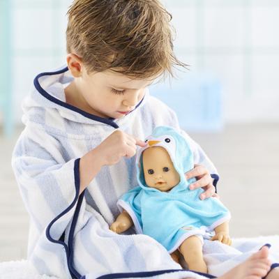 Corolle badcape voor babypop - pinguin, 30cm
