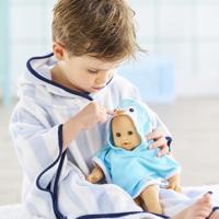 Corolle badcape voor babypop - pinguin, 30cm - thumbnail