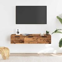 Wandkast 102x30x20 cm bewerkt hout oud houtkleurig - thumbnail
