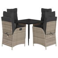 5-delige Tuinset met kussens poly rattan grijs - thumbnail