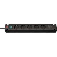 Brennenstuhl Bremounta stekkerdoos met USB 5-voudig zwart 3m H05VV-F 3G1,5 met schakelaar - 1150660315 - thumbnail