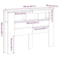 Hoofdeinde met LED 140x18,5x103,5 cm hout artisanaal eikenkleur - thumbnail