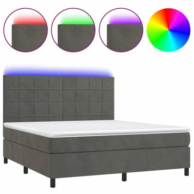 Boxspring met matras en LED fluweel donkergrijs 180x200 cm
