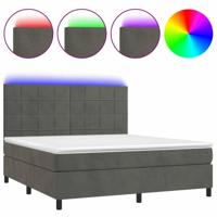 Boxspring met matras en LED fluweel donkergrijs 180x200 cm - thumbnail