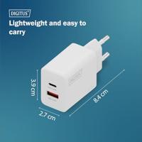 Digitus DA-10301 USB-oplader 30 W 1x USB-A, 1x USB-C Wit - thumbnail