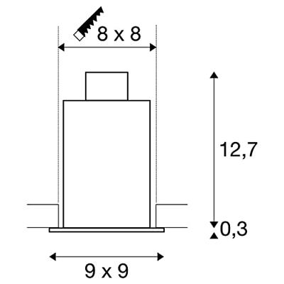SLV InbouwspotKadux 1 GU10 Square 9cm zwart - 115510