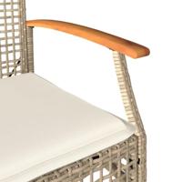 Tuinstoelen 4 st met kussens poly rattan en acaciahout beige - thumbnail