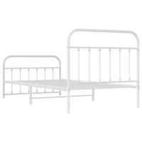 Bedframe met hoofd- en voeteneinde metaal wit 107x203 cm - thumbnail
