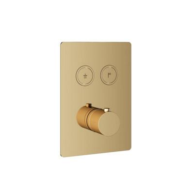 Douchethermostaat Hotbath Cobber Inbouw 2 Pushbuttons Vierkant Gepolijst Messing (excl. inbouwdeel) Living Colours