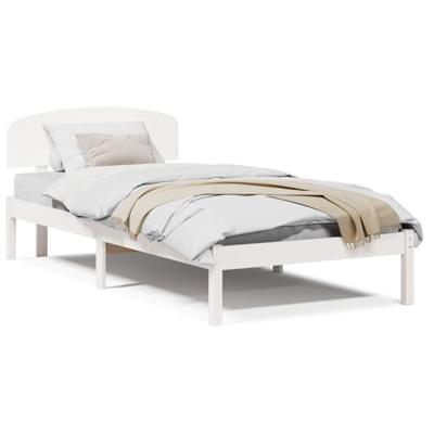 Bedframe met hoofdeinde Wit 90 x 190 cm Massief grenenhout