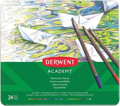 Derwent aquarelpotlood Academy , blik van 24 stuks in geassorteerde kleuren Derwent aquarelpotlood Academy , blik van 24 stuks in geassorteerde kleuren