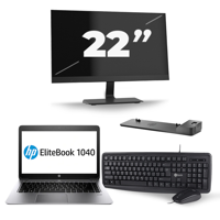 HP EliteBook Folio 1040 G3 - Intel Core i5-6e Generatie - 14 inch - 8GB RAM - 256GB SSD - Windows 11 + 1x 22 inch Monitor - thumbnail