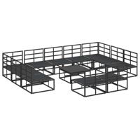 Tuinbankenset met kussen 12 pcs Zwart Aluminium - thumbnail