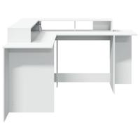 Bureau met LED-verlichting 152x152x91 cm bewerkt hout wit - thumbnail