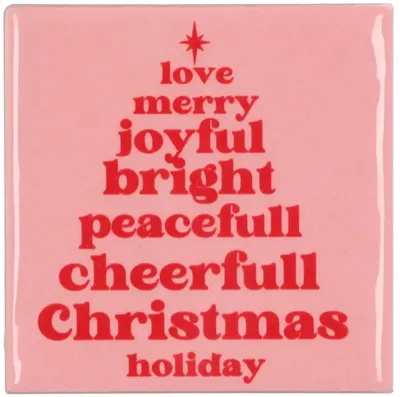 Daan Kromhout Design tegeltje keramiek christmas holiday 10x10cm roze
