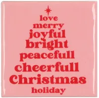 Daan Kromhout Design tegeltje keramiek christmas holiday 10x10cm roze - thumbnail