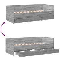 Slaapbank met lades zonder matras 90x190 cm grijs sonoma eiken - thumbnail