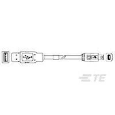 TE Connectivity 1487596-3 USB-kabel USB-A stekker, USB-B bus 1.80 m