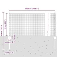 VidaXL Hek met paal zilver 0,6 x 50 m staal - thumbnail