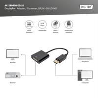 Digitus AK-340409-001-S DisplayPort / DVI Adapter [1x DisplayPort stekker - 1x DVI-bus 24+5-polig] Zwart 15.00 cm - thumbnail