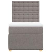 Boxspring met matras stof taupe 90x200 cm - thumbnail