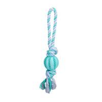 Nobleza Honden speeltouw met bal - Groen - 35 cm - thumbnail