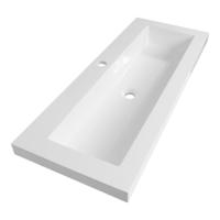 Brauer Spring Wastafel Ondiep - 100 cm - met 1 Spoelbak en 1 Kraangat - Mineraalmarmer Zijdeglans Wit - thumbnail