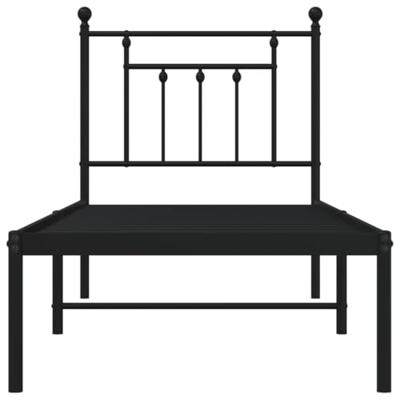 Bedframe met hoofdbord metaal zwart 75x190 cm