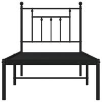 Bedframe met hoofdbord metaal zwart 75x190 cm - thumbnail