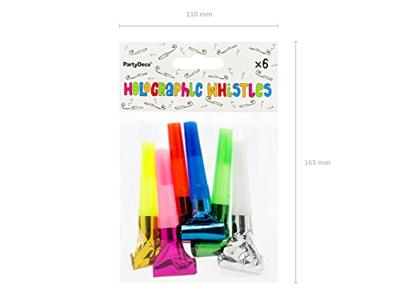 Gekleurde roltong toeters 6 stuks