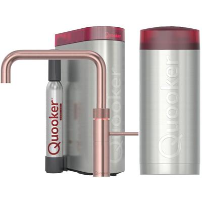 Quooker Fusion Square Keukenkraan Set - Kokend Warm- en Koud Water - Rosé Koper - Inclusief COMBI Reservoir & CUBE - Direct Gekoeld Bruisend Water