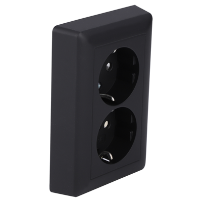 Gira E2 Contactdoos | Inbouw | 2-voudig | Randaarde | Zwart - 66.053.50