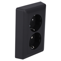 Gira E2 Contactdoos | Inbouw | 2-voudig | Randaarde | Zwart - 66.053.50 - thumbnail