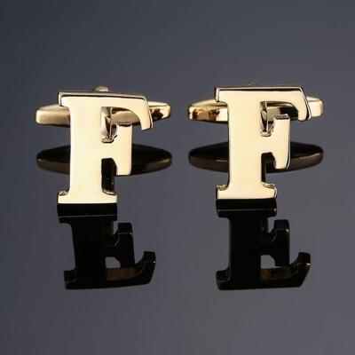 1 paar gouden letters A-Z naam Manchetknopen mannen Frans shirt Manchetknopen (F)