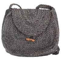 vidaXL Schoudertas handgemaakt jute antracietgrijs - thumbnail