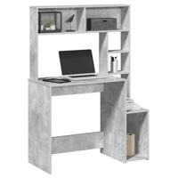 Bureau met schappen 100x45x140 cm bewerkt hout betongrijs - thumbnail