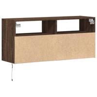 Tv-wandmeubel met LED-verlichting 100x31x45 cm bruin eikenkleur - thumbnail