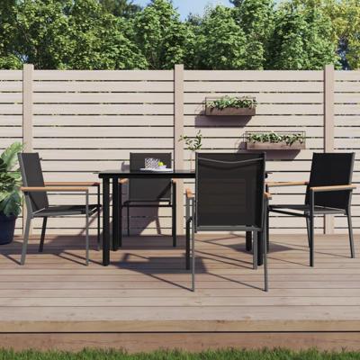 Tuinstoelen 4 st 55x61,5x90 cm textileen en staal zwart