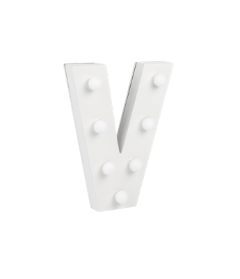 Letter V met licht hoogte 17 cm breedte 13,5 cm Letter V met licht hoogte 17 cm breedte 13,5 cm