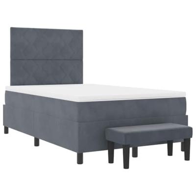 Boxspring Bed met Matras & Bench Donker Grijs 120x190 cm Fluweel
