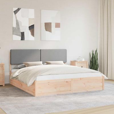 Bedframe met Gevoerd Hoofdgedeelte Lichtgrijs 180 x 200 cm