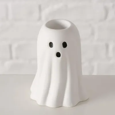 Boltze Home kandelaar porselein spook 6x5.5x7.5cm wit