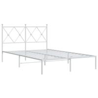 Bedframe met hoofdbord metaal wit 120x190 cm - thumbnail