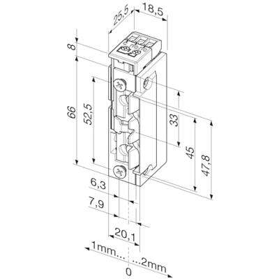 Effeff 118.63 ProFix® 2 Elektrische inbouw deuropener type 118 | spanningsloos vergrendeld | met diode | met schootsignalering | 10-24V=~ | (11-13V