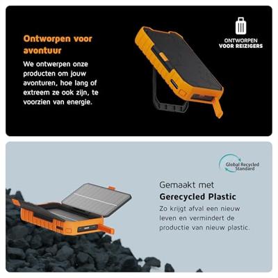 Xtorm Rugged Power Pack solar module 10000 mAh Powerbank Zwart - thumbnail