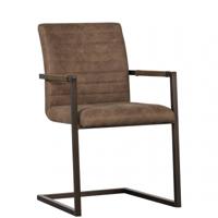 WOOOD Eetkamerstoel 'Bas' Lederlook, kleur Taupe - thumbnail